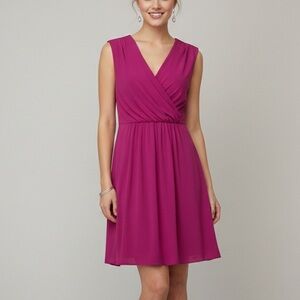 Garnet Hill V-Neck Wrap Lined Jersey Dress Sleeveless